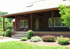 Cabin's Front View by Log Home Restoration in Worcester County, MA